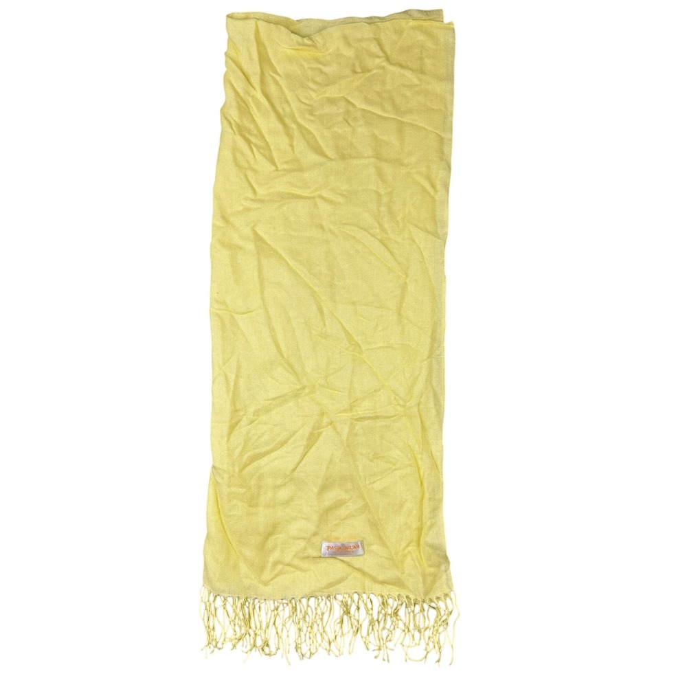 Pashmina 100% Cashmere Scarf Shawl Pale Yellow Fringed Wrap